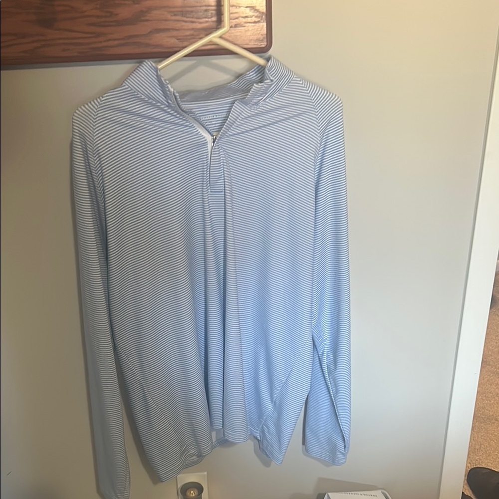 Holderness and Bourne Striped Blue Long Sleeve Hoodie